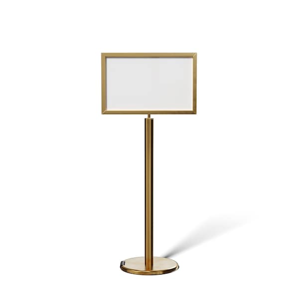 Montour Line Sign Frame Floor Standing 14x22H Satin Brass, EXIT SALIDA FSE200-1422-H-SB-EXITDBL - main